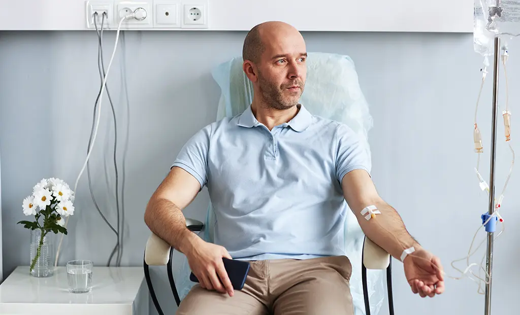 Man receiving chemotherapy